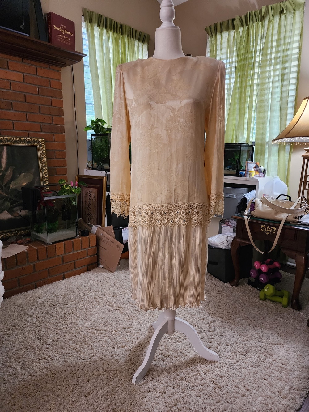 Perfect Vintage Ricki Lang For NuitElegant Cream Lace Dress Sz10